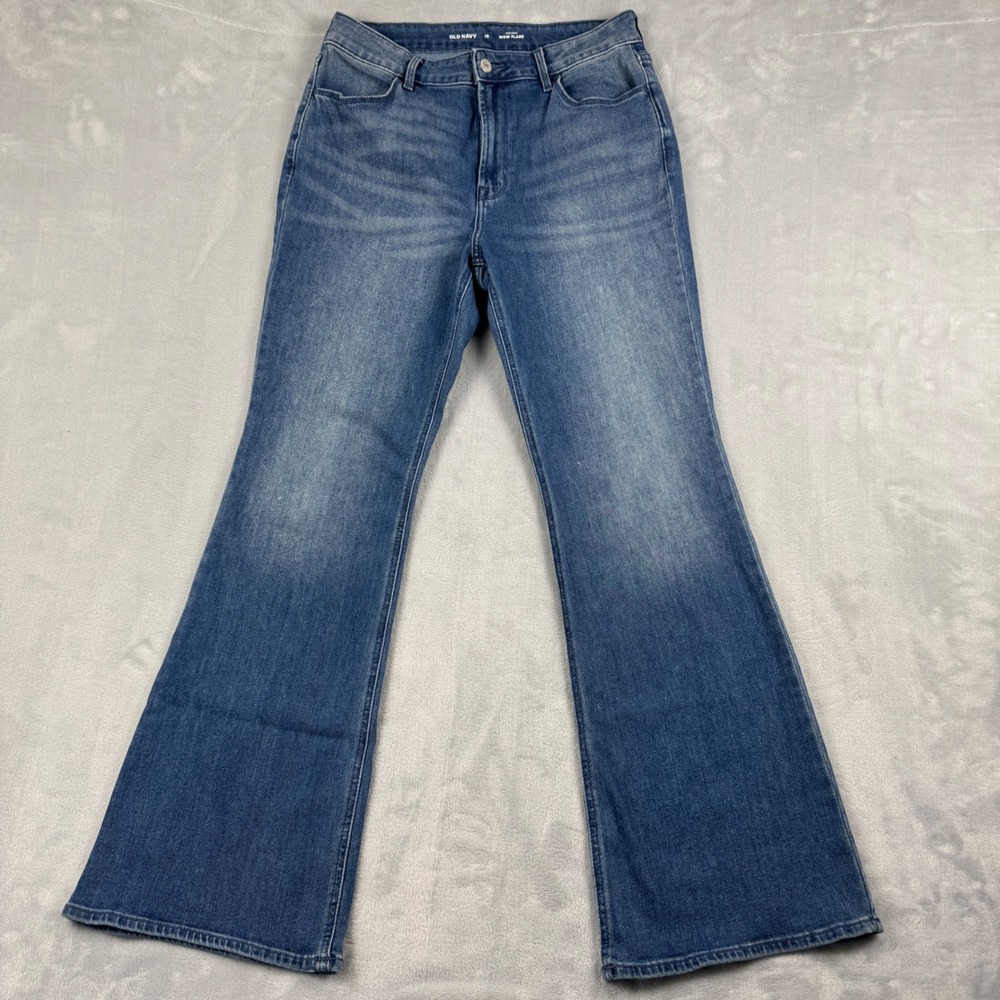 Y2K Old Navy High-Rise Wow Flare Stretch Jeans‎ Medium Wash Blue Denim Size 10